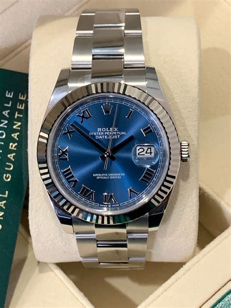 silver rolex datejust blue face|Rolex Datejust blue dial 41mm.